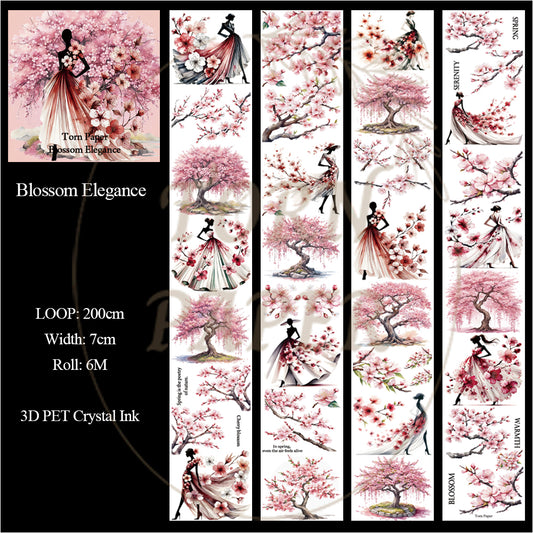 Torn Paper_ Blossom Elegance 3D Print PET Tape 200cm TPM 075[1Loop]