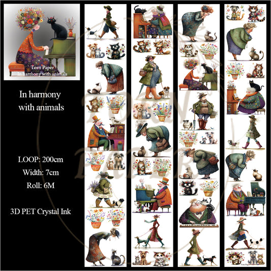 Torn Paper_ In harmony with animals 3D Print PET Tape 200cm TPM 078[1Loop]