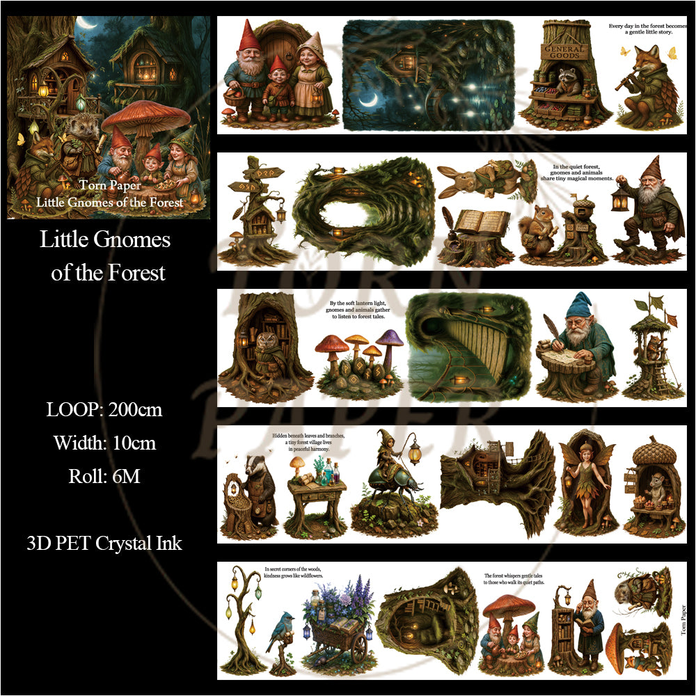 Torn Paper_ Little Gnomes of the Forest 3D Print PET Tape 200cm TPM 086[1Loop]