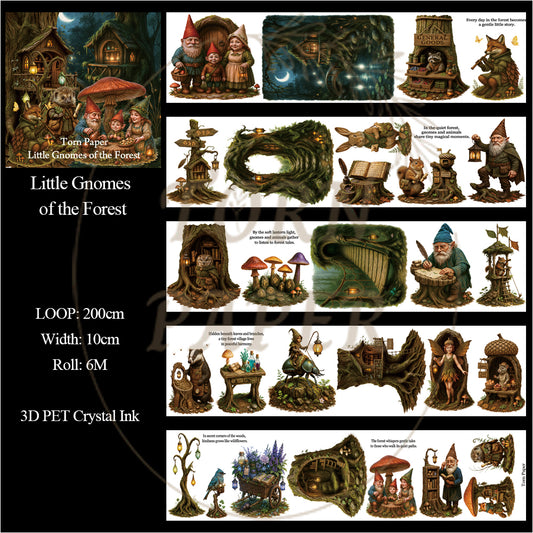 Torn Paper_ Little Gnomes of the Forest 3D Print PET Tape 200cm TPM 086[1Loop]
