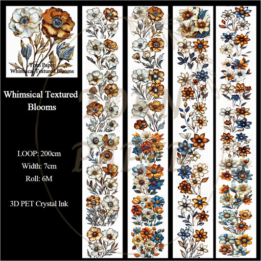 Torn Paper_ Whimsical Textured Blooms 3D Print PET Tape 200cm TPM 024[1Loop]