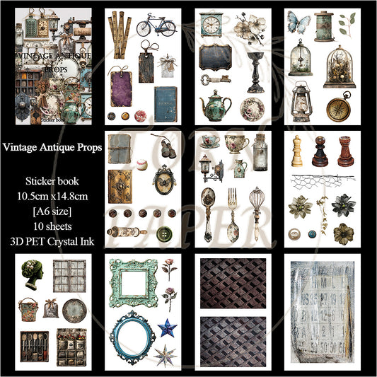 Torn Paper_ Vintage Antique Props 3D Print PET Stickerbook 10sheets TPM 042