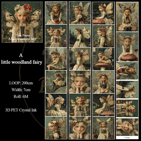 Torn Paper_ A little woodland fairy 3D Print PET Tape 200cm TPM 017[1Loop]