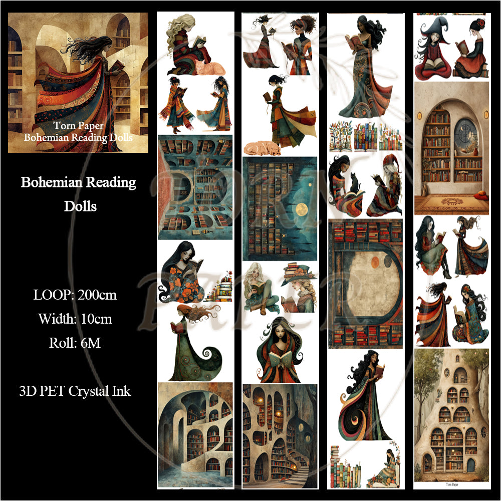 Torn Paper_  Bohemian Reading Dolls 3D Print PET Tape 6m TPM 028[Whole]