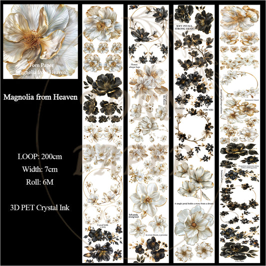 Torn Paper_ Magnolia from Heaven 3D Print PET Tape 200cm TPM 021[1Loop]
