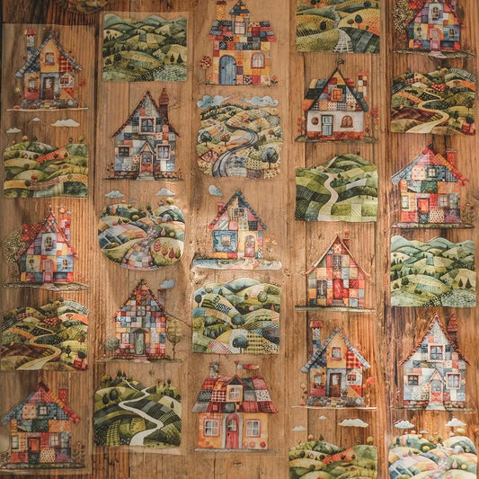 London Gifties_ Patchwork fields & houses 3D Gloss Kiss Cut PET Tape 10m[1Loop] LG 467