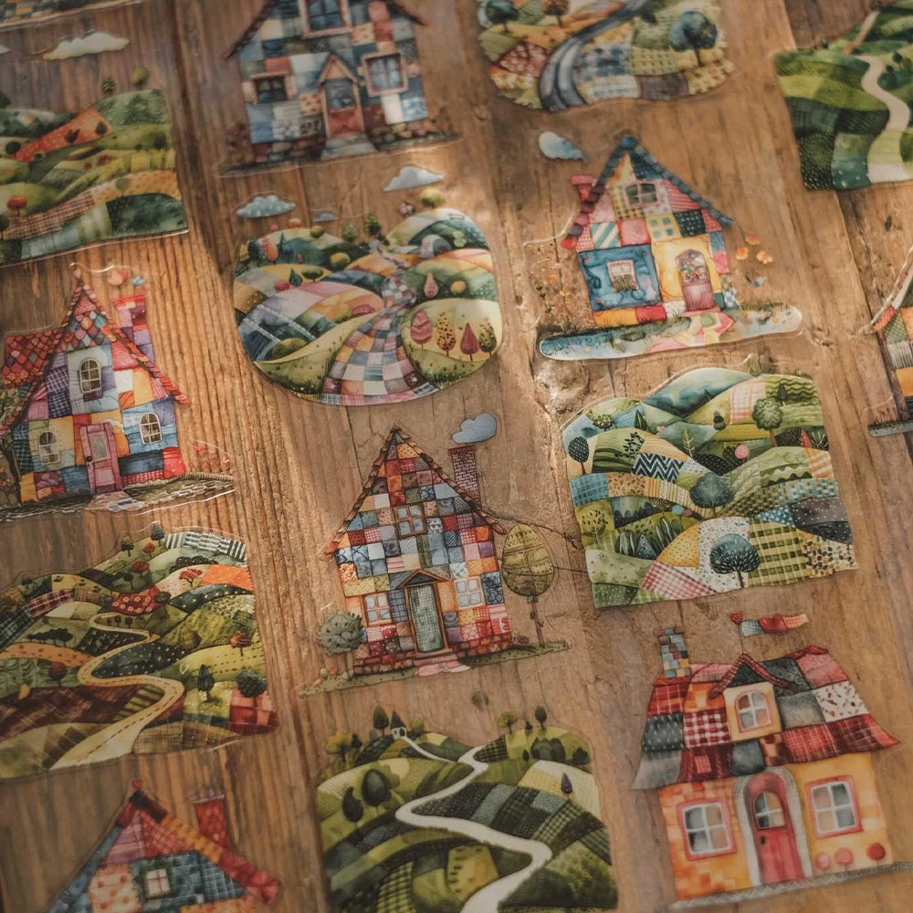 London Gifties_ Patchwork fields & houses 3D Gloss Kiss Cut PET Tape 10m[1Loop] LG 467
