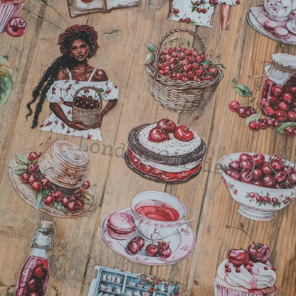 London Gifties_ Cherry pie cottage girls 3D Gloss PET Tape 10m[Whole] LG 258