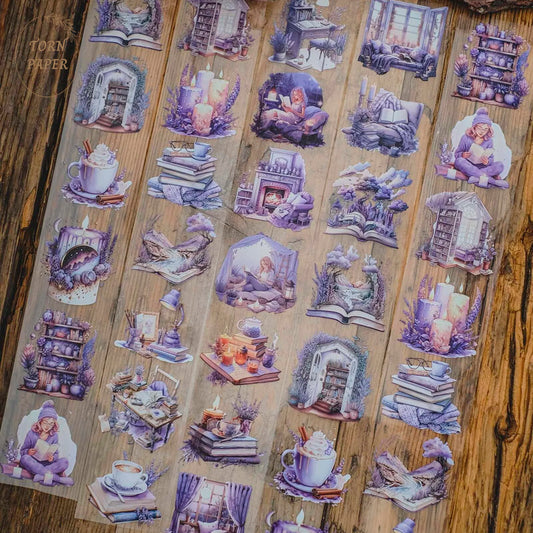 London Gifties_ Cosy purple booklover's world 3D Gloss PET Tape 10m[1Loop] LG 108