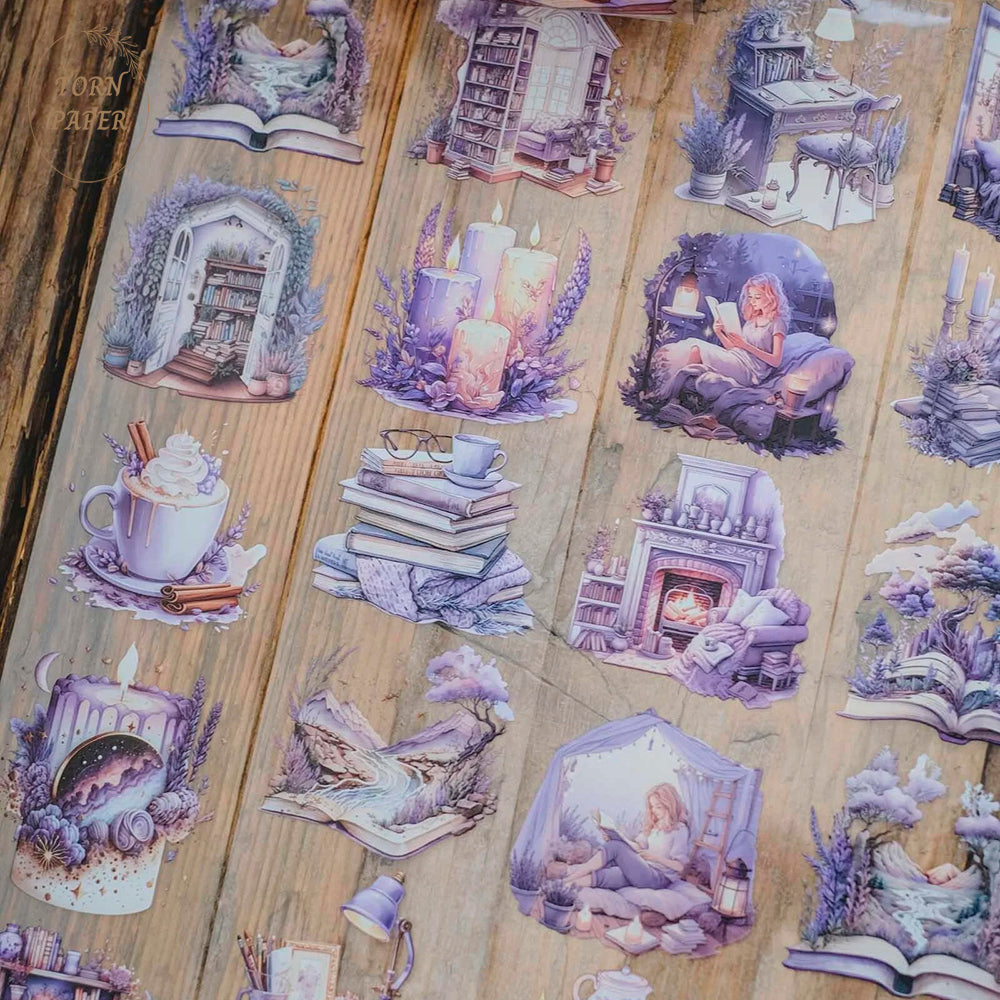 London Gifties_ Cosy purple booklover's world 3D Gloss PET Tape 10m[1Loop] LG 108