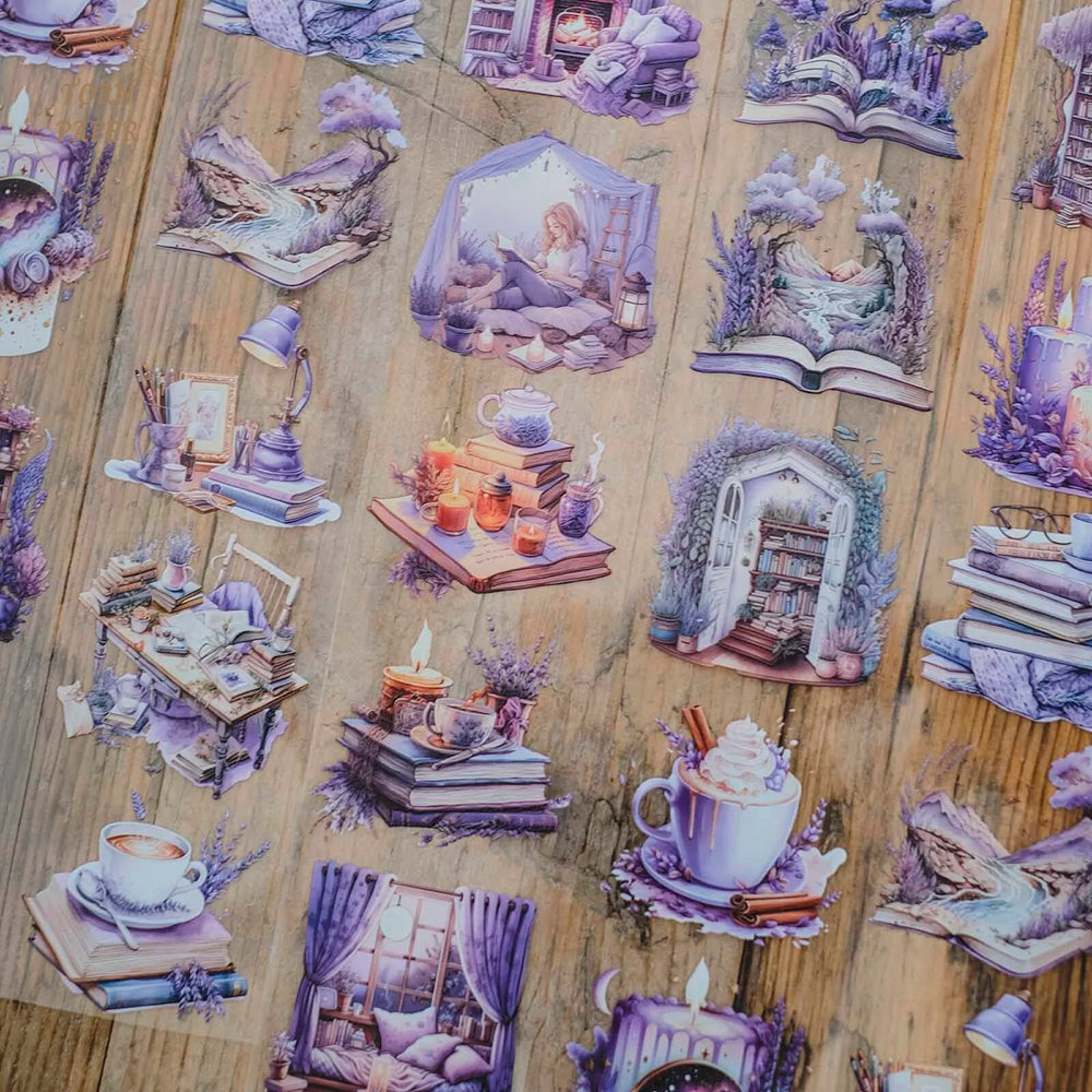 London Gifties_ Cosy purple booklover's world 3D Gloss PET Tape 10m[1Loop] LG 108