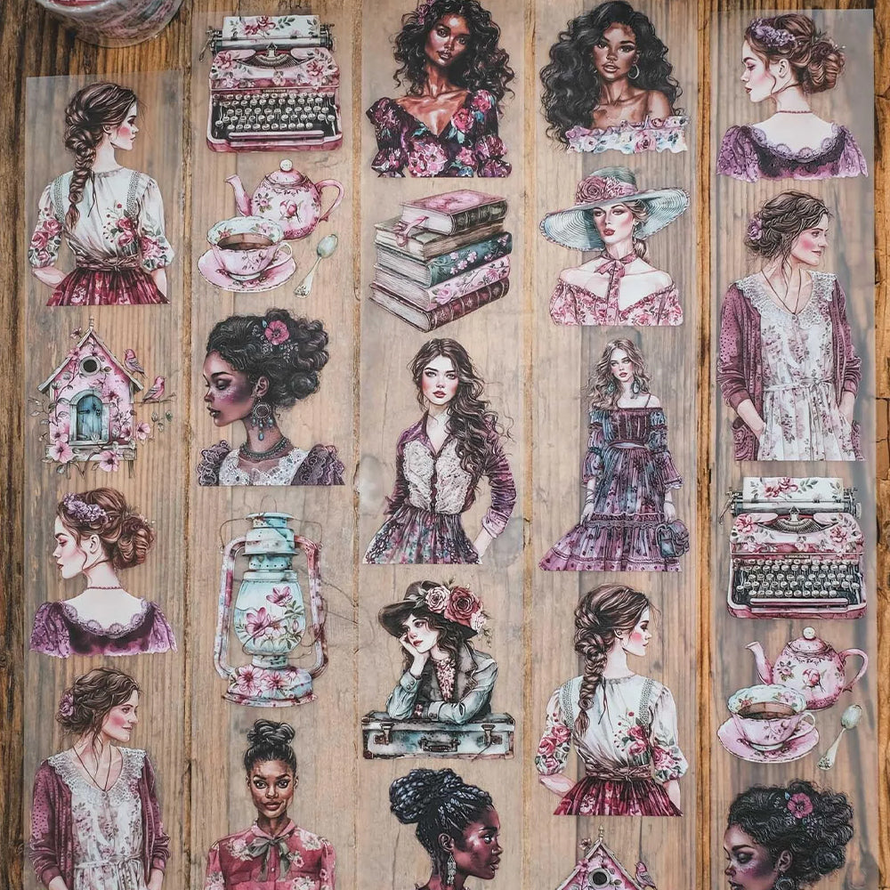 London Gifties_ Vintage deep rose girls 3D Gloss PET Tape 10m[Whole] LG 297