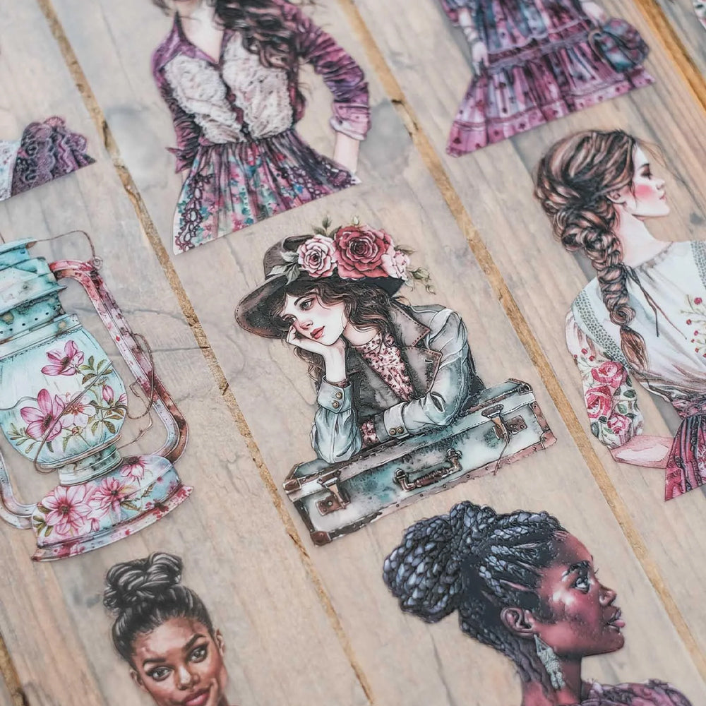 London Gifties_ Vintage deep rose girls 3D Gloss PET Tape 10m[Whole] LG 297