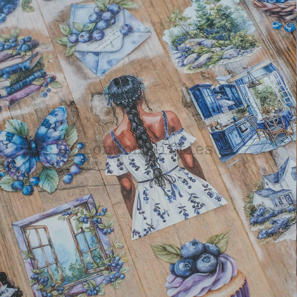 London Gifties_ Blueberry pie cottage girls 3D Gloss PET Tape[1Loop] LG 271