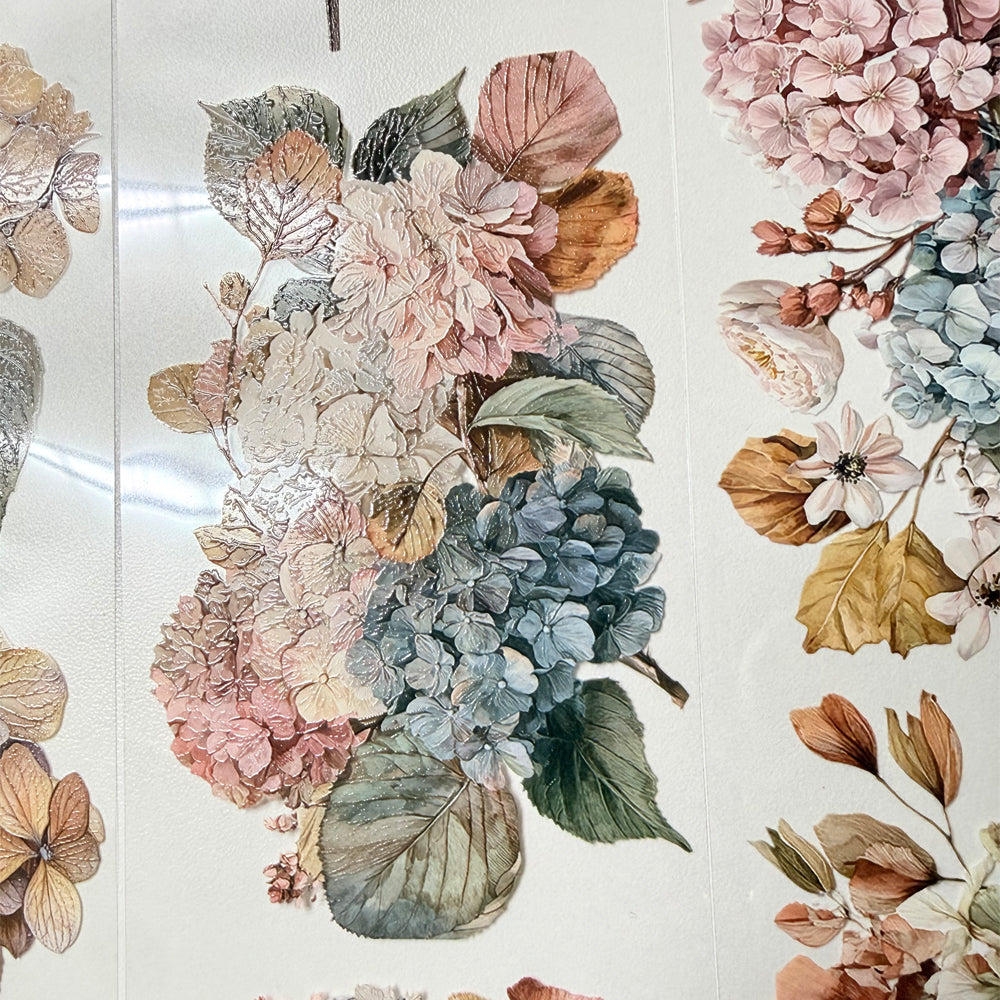 Torn Paper_ Faded hydrangea 3D Print PET Tape 6m TPM 058[Whole]
