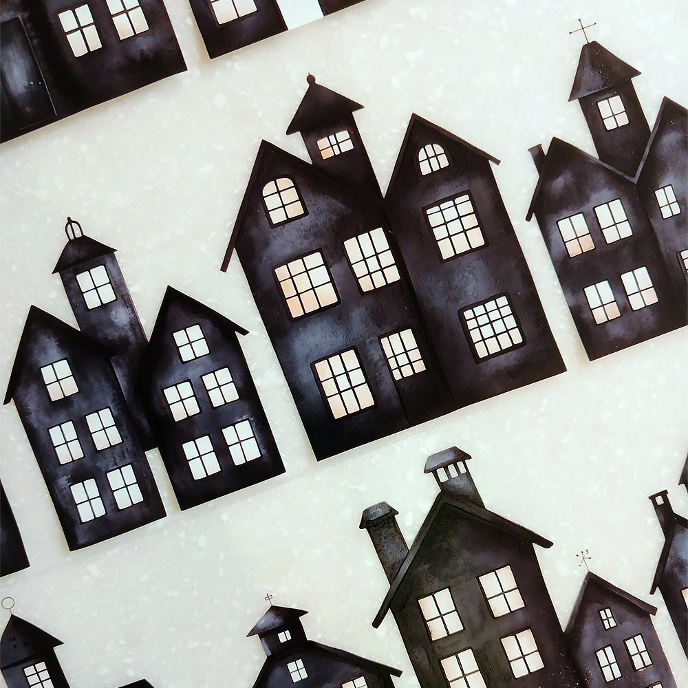 Torn Paper_ Little Midnight Village 3D Print PET Tape 6m TPM 070[Whole]