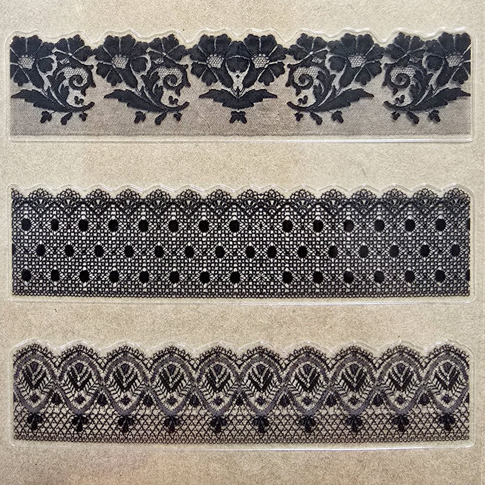 Torn Paper_ Lace and Doilies 3D Print PET Stickerbook 10sheets TPM 039