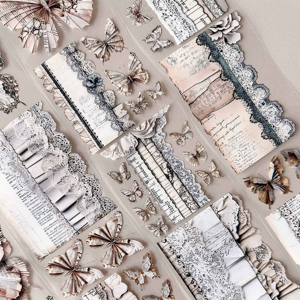 Torn Paper_ Paper butterflies and journals 3D Gloss PET Tape 6m TPM 008[Whole]