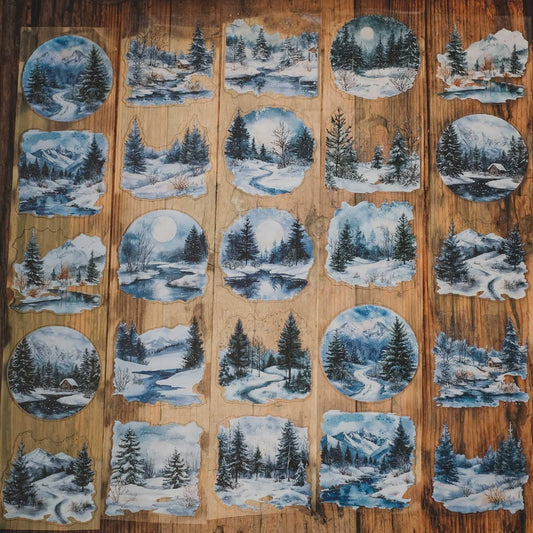 London Gifties_ Cosy winter woodland scenes 3D Gloss Kiss Cut PET Tape 10m[Whole] LG 456