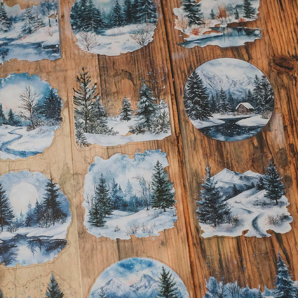 London Gifties_ Cosy winter woodland scenes 3D Gloss Kiss Cut PET Tape 10m[Whole] LG 456