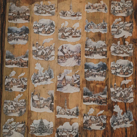 London Gifties_ Calm & snow filled winter village 3D Gloss Kiss Cut PET Tape 10m[1Loop] LG 458