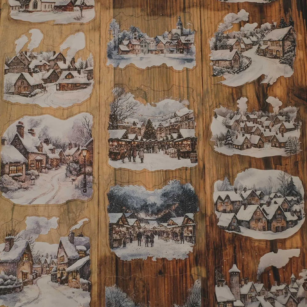 London Gifties_ Calm & snow filled winter village 3D Gloss Kiss Cut PET Tape 10m[1Loop] LG 458