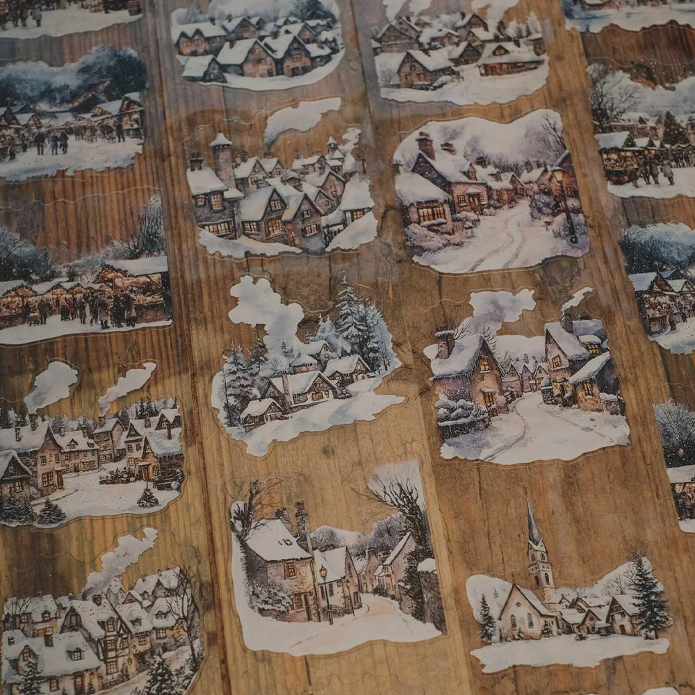 London Gifties_ Calm & snow filled winter village 3D Gloss Kiss Cut PET Tape 10m[1Loop] LG 458