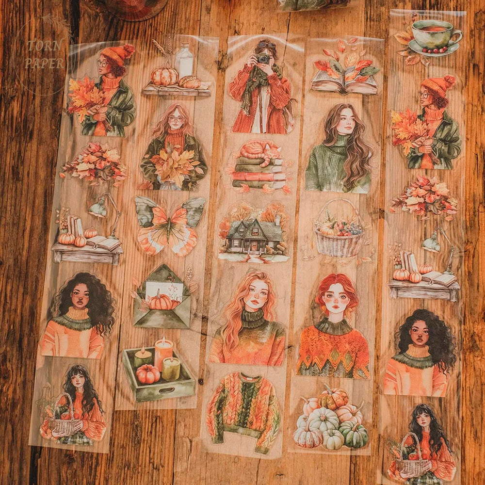 London Gifties_ Green & orange cosy girls KISS CUT 3D Gloss PET Tape 10m[Whole] LG 313