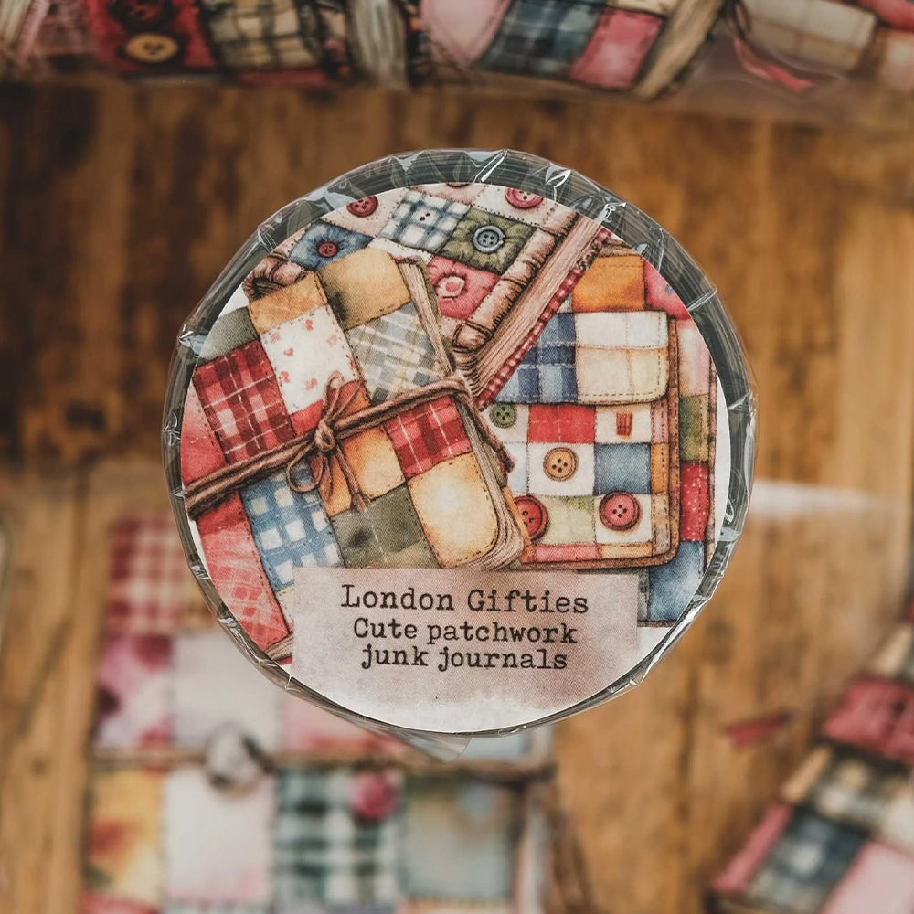 London Gifties_ Cute patchwork junk journals 3D Gloss Kiss Cut PET Tape 125cm[1Loop] LG 595