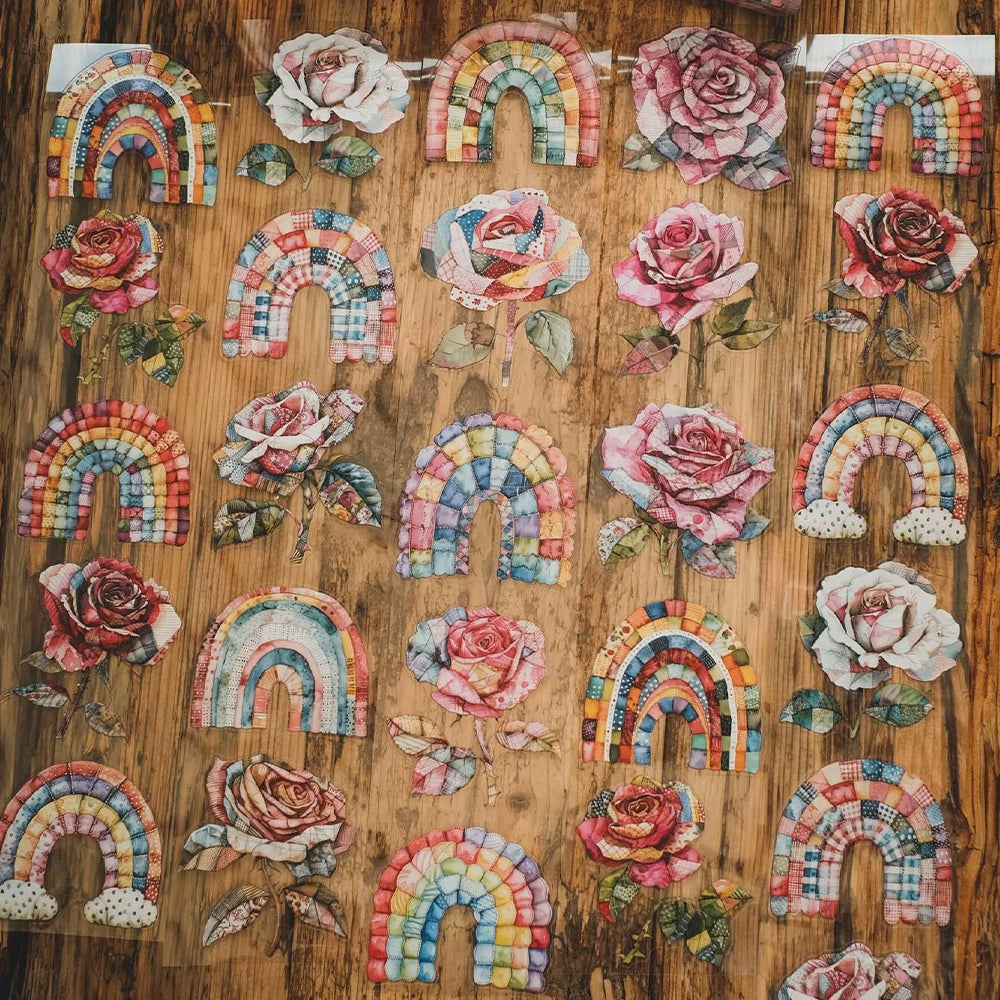 London Gifties_ Over the rainbow roses 3D Gloss Kiss Cut PET Tape 125cm[1Loop] LG 593