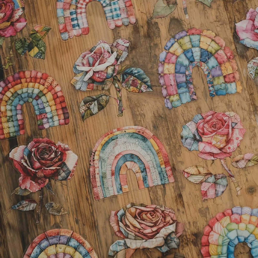 London Gifties_ Over the rainbow roses 3D Gloss Kiss Cut PET Tape 125cm[1Loop] LG 593