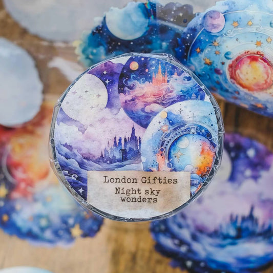 London Gifties_ Night sky wonders 3D Gloss Holographic Foil PET Tape 10m[1Loop] LG 479