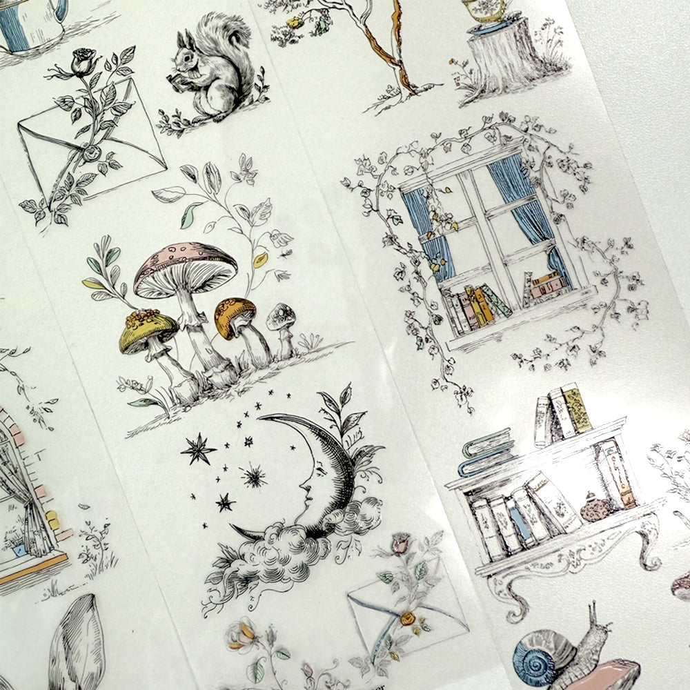 Torn Paper_ Whispers of the forest, drawn by hand 3D Print PET Tape 200cm TPM 025[1Loop]