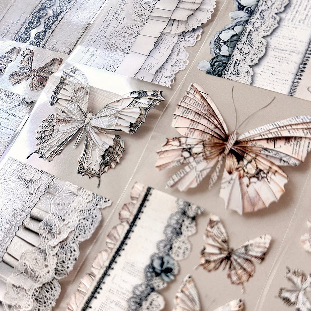 Torn Paper_ Paper butterflies and journals 3D Gloss PET Tape 6m TPM 008[Whole]