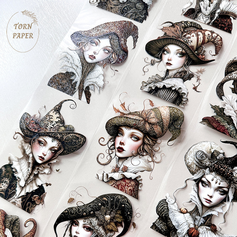 Torn Paper_ Whimsical Renaissance Witch Portraits 3D Print PET Tape 200cm TPM 013[1Loop]