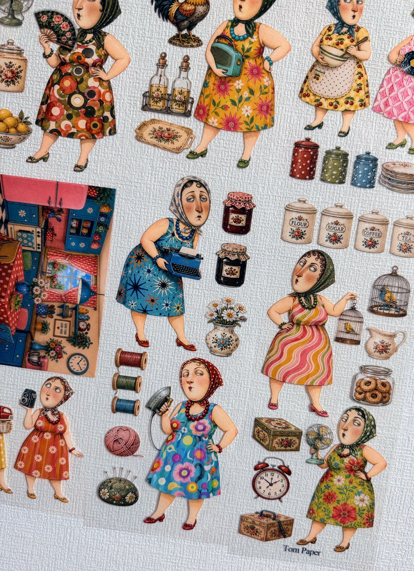 Torn Paper_ The Chatty European Ladies 3D Print PET Tape 200cm TPM 104[1Loop]