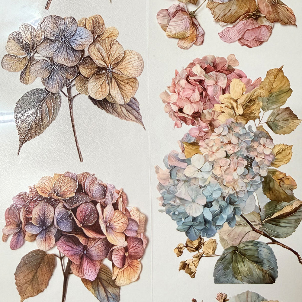 Torn Paper_ Faded hydrangea 3D Print PET Tape 200cm TPM 058[1Loop]