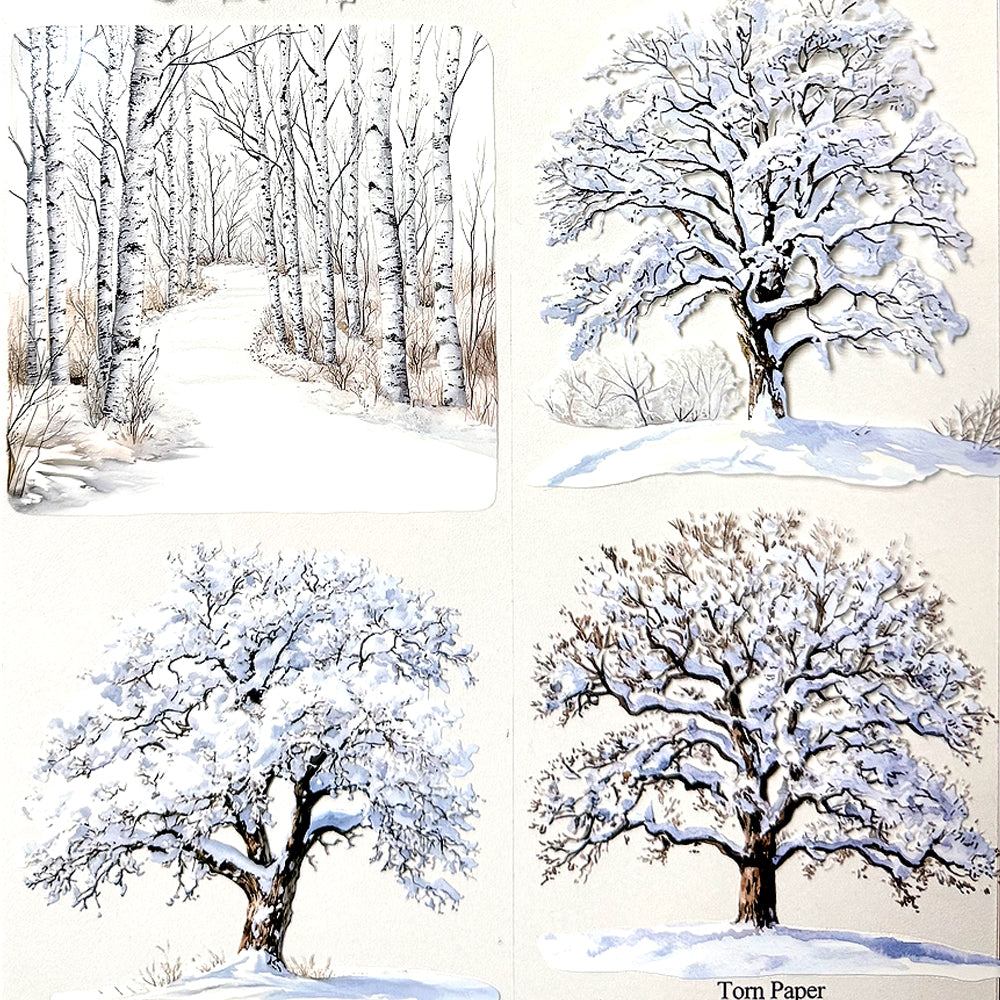 Torn Paper_ Silent tree crowned with snow 3D Print PET Tape 200cm TPM 044[1Loop]