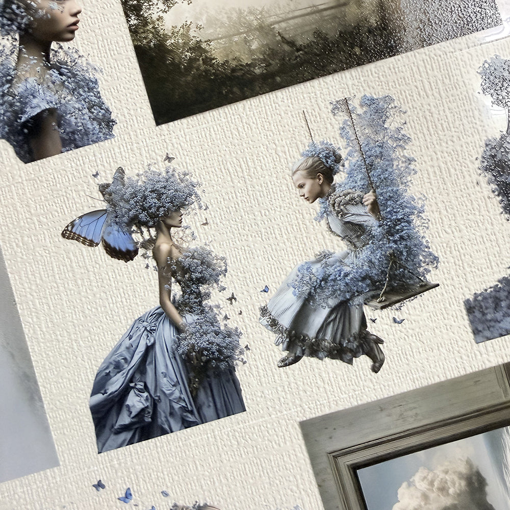 Torn Paper_ Ethereal Blue Garden 3D Print PET Tape 200cm TPM 100[1Loop]