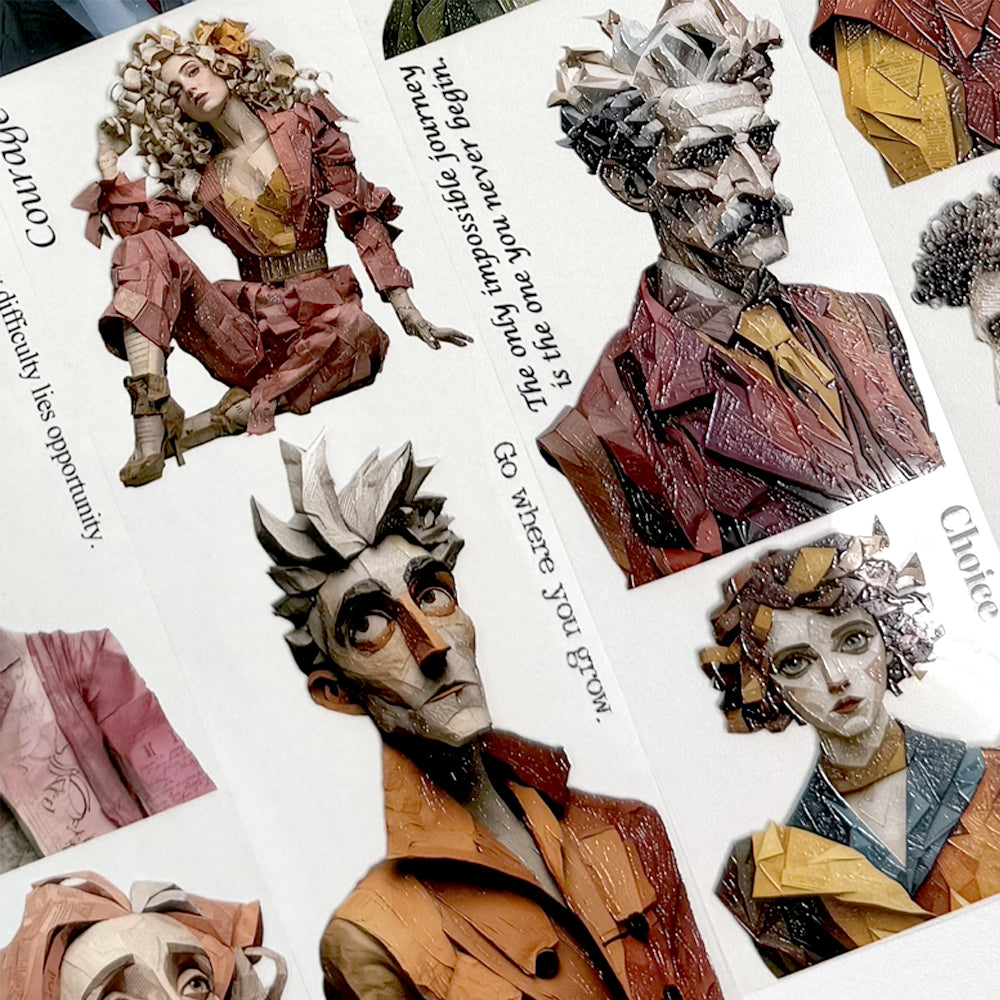 Torn Paper_ Surrealist Paper Doll Characters 3D Print PET Tape 6m TPM 023