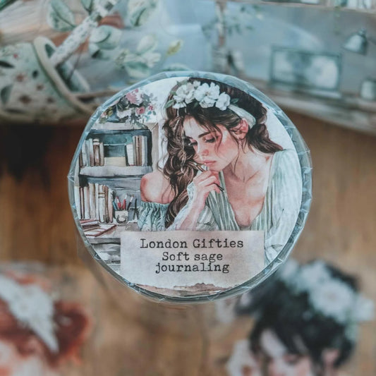 London Gifties_ Soft sage journaling 3D Gloss Kiss Cut PET Tape 10m[1Loop] LG 480