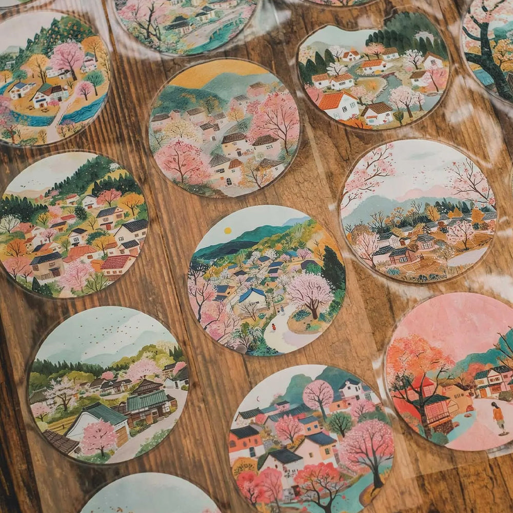 London Gifties_ Vintage romantic spring scenes 3D Gloss Kiss Cut PET Tape 10m[1Loop] LG 498