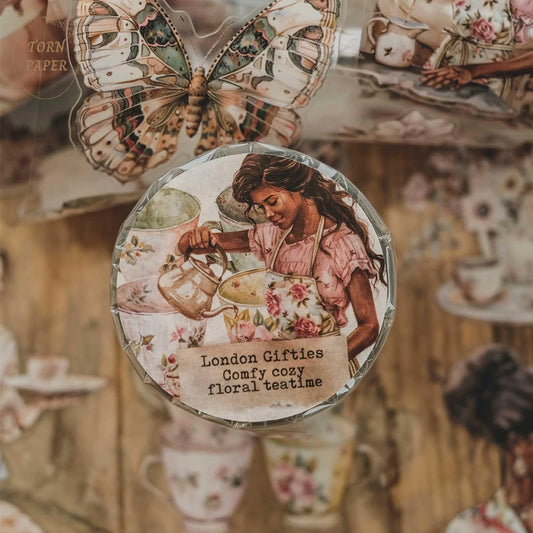 London Gifties_ Comfy cosy floral teatime 3D Gloss Kiss Cut PETPET Tape 10m[1Loop] LG 344