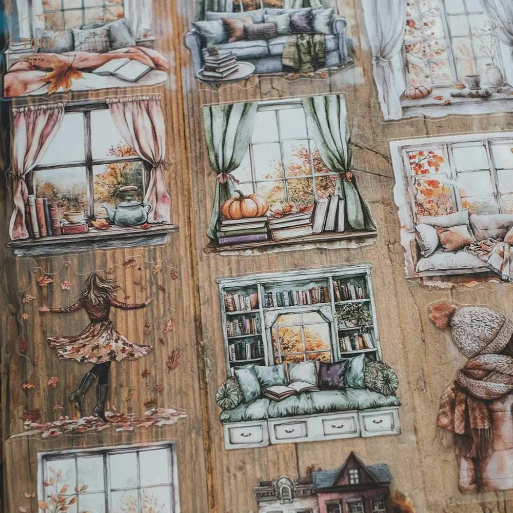 London Gifties_ Cosy autumn season nooks 3D Gloss Kiss Cut PET Tape 10m[1Loop] LG 379