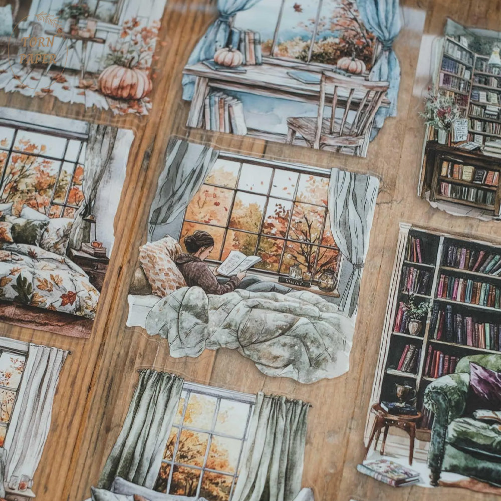 London Gifties_ Cosy autumn season nooks 3D Gloss Kiss Cut PET Tape 10m[1Loop] LG 379