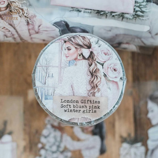 London Gifties_ Soft blush pink winter girls 3D Gloss Kiss Cut PET Tape 10m[Whole] LG 410