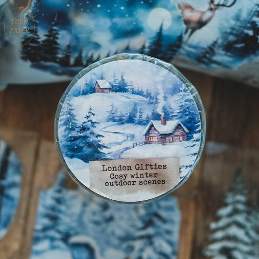 London Gifties_ Cosy winter outdoor scenes 3D Gloss Kiss Cut PET Tape 10m[1Loop] LG 381