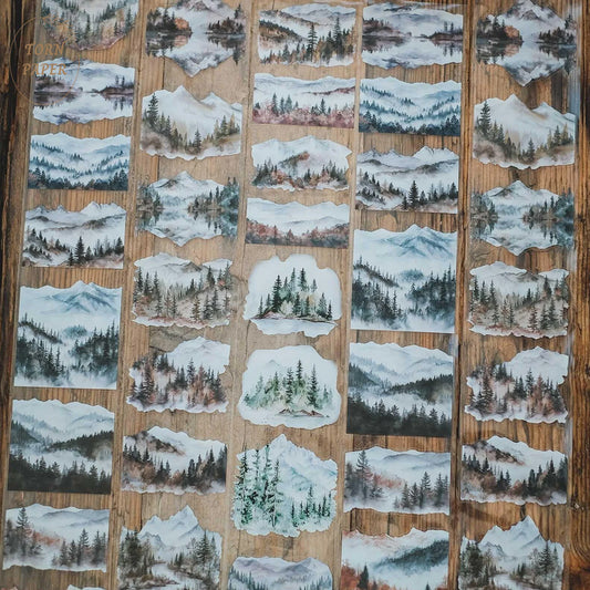London Gifties_ Cool foggy mountaintops 3D Gloss Kiss Cut PET Tape 10m[Whole] LG 394