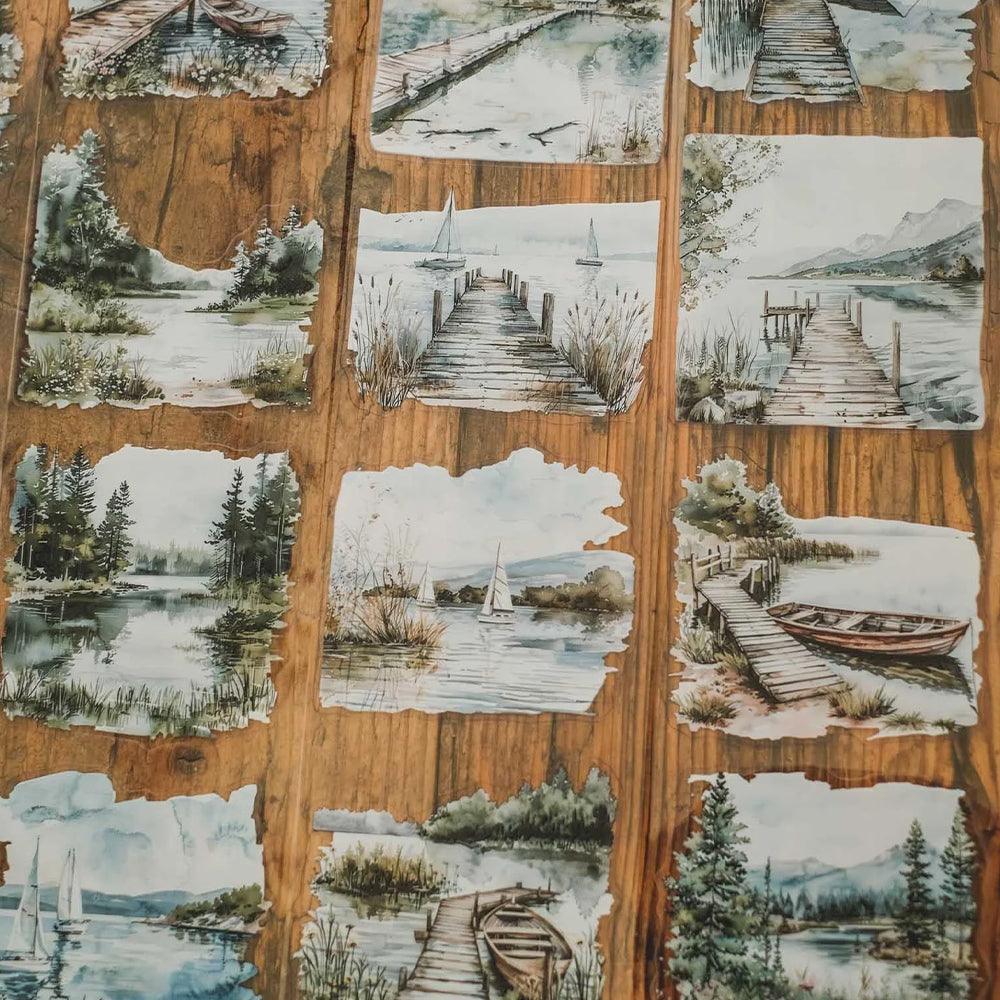 London Gifties_ Calm woodside lake 3D Gloss Kiss Cut PET Tape 10m[Whole] LG 492