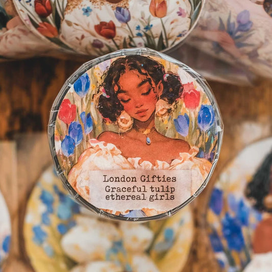 London Gifties_ Graceful tulip ethereal girls 3D Gloss Kiss Cut PET Tape 10m[Whole] LG 501